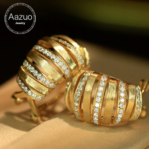 Aazuo – bijoux Vintage en or jaune massif 18 carats, diamants naturels, boucles d'oreilles de luxe, cadeau pour femmes, mariage, fête haut de gamme, Au750 - Product Image 1