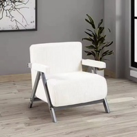 Fauteuil d'appoint en velours compressé, style nordique, avec pieds en métal, rembourré, confortable, vente directe d'usine en gros