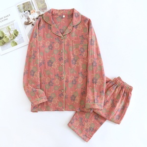 <span class=keywords><strong>Pigiama</strong></span> da <span class=keywords><strong>Donna</strong></span> Primavera-Autunno in Puro Cotone di Alta Qualità, Jacquard Tinto in Filo, Traspirante, Maniche Lunghe, Set Completo <span class=keywords><strong>XXL</strong></span> - Product Image 6