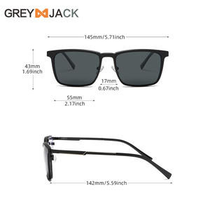 Lunettes de soleil polarisées pour homme Greyjack, monture carrée en acier inoxydable, protection UV400, monture noire, verres TAC - Product Image 5