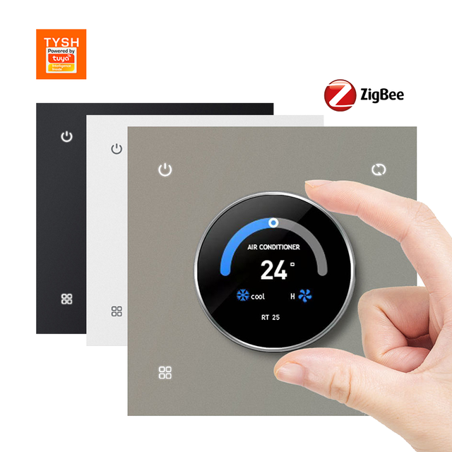 TYSH Zigbee Smart Knob Thermostat Touch Panel 10A Acrylic 86mm Air Conditioning Switch