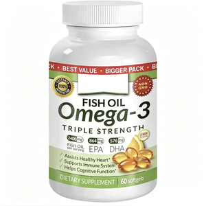 Huile de foie de poisson naturelle riche en oméga-3 EPA DHA, favorise et hydrate la peau, 60 capsules molles pour hommes, non destiné aux adolescents - Product Image 1