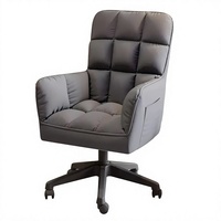 Fauteuil pivotant rembourré à dossier haut avec roulettes et accoudoirs pour bureau et salon, idéal pour la lecture et la détente