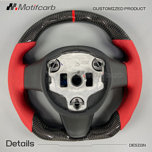 Volante de Fibra de Carbono Personalizado para Tesla Model 3&Y Performance 2018-2024, con Empuñaduras de Cuero Rojo, Mejora del Interior - Product Image 5