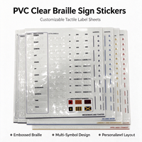 Autocollants de signalisation tactile en PVC transparent personnalisables, étiquettes braille, modèle 011, origine CN, pour la maison, la cuisine, la buanderie et les espaces publics