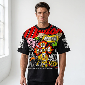 Worldwide OEM ODM Men's <b>Black</b> Oversized T-Shirt Short Sleeve Streetwear Printed Design O-Neck Jersey Fabric - Product Image 6