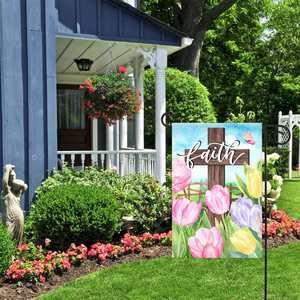 Drapeau <span class=keywords><strong>de</strong></span> <span class=keywords><strong>jardin</strong></span> double face personnalisé à sublimation motif fleurs printanières 2026 <span class=keywords><strong>pour</strong></span> la décoration – Prix abordable - Product Image 1