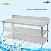 Table de travail en acier inoxydable pour la préparation des aliments commerciaux Table de travail plate à 2 niveaux pour restaurant en métal robuste