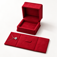 Ensemble d'emballage de bijoux en velours rouge de luxe, boîte cadeau personnalisée avec logo pour collier, bague, boucles d'oreilles, bracelet, étui de présentation de bijoux en daim de qualité supérieure