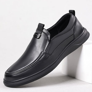 Nueva Llegada: Zapatos Slip-On de Cuero Genuino para Hombre, Estilo Casual de Negocios, Parte Superior Suave, Antideslizantes, Cómodos para Uso Diario - Product Image 3