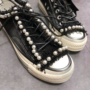 Zapatillas de lona para mujer, diseño original, resistentes, con cuentas hechas a mano, pintadas con aerosol, tallas grandes, cómodas, versátiles y modernas - Product Image 4