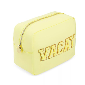 Trousse de maquillage cosmétique Sacs pour dames Pochette zippée en nylon Patches chenille Vacay Banana Grande pochette Trousse de maquillage Sublimation - Product Image 4