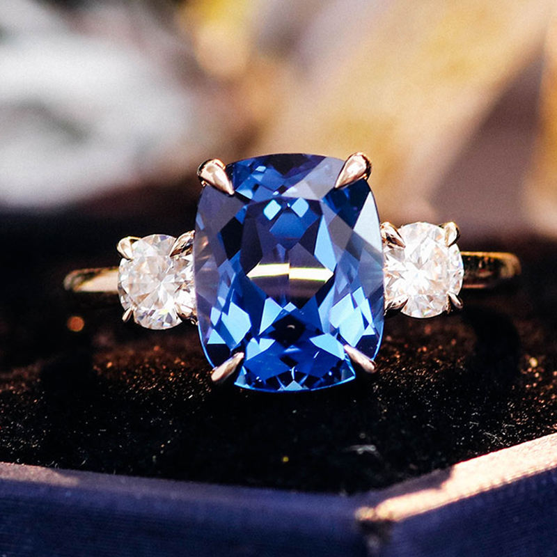 Bague moissanite en or massif 14 carats véritable