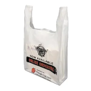 Supermarket shopping bag grocery Industrial Use vest handle printed plastic t-shirt packaging bags