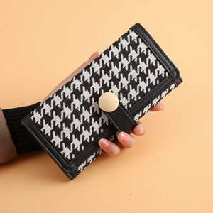 Nueva Cartera de Mujer con Estampado de Pata de Gallo, Monedero Corto de Tres Pliegues, Cartera Larga con Múltiples Ranuras para Tarjetas, Mini Bolso Pequeño para Mujer - Product Image 1