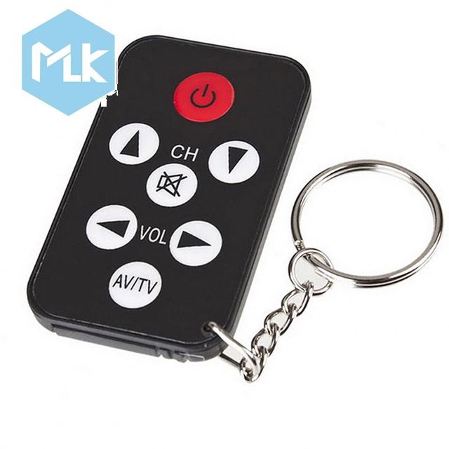 MLK Universal Infrared IR TV Remote Control Black Mini 7 Keys Button Keychain Key Ring Smart Remote Controller