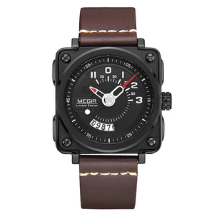 Nuevo reloj de hombre elegante reloj de pulsera deportivo con esfera De fecha grande de cuero genuino cuadrado - Product Image 5