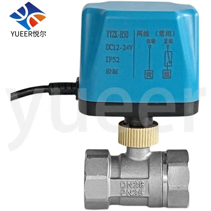 2way two wires 1/2inch 1inch stainless steel ball valve electric actuator 12v dc motor normally closed normally opened