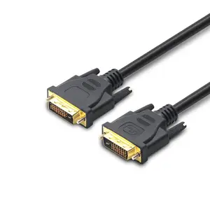 OEM新款专业柔性圆形1.5M DVI 24 + 1至DVI 24 + 1适配器电缆黑色外套，带两个磁环镀金头