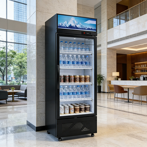 Réfrigérateur <span class=keywords><strong>vertical</strong></span> sans <span class=keywords><strong>givre</strong></span> pour boissons <span class=keywords><strong>avec</strong></span> 4 étagères, refroidissement direct, température unique, 1 porte, pour boissons froides et <span class=keywords><strong>congélateur</strong></span> - Product Image 2