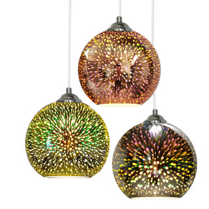 Led 3D Glass Chandelier Round Remote Control E26 Single Head Gold Bronze Pendant <b>Light</b> For <b>Dining</b> Room Living Room - Product Image 5