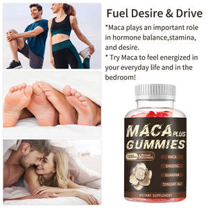 Gummies Maca Noire avec Extrait de Racine de Maca et Ginseng pour Comprimés d'Énergie Vitalité pour Hommes Suppléments Nutritionnels - Product Image 4
