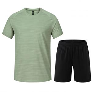 Conjunto Deportivo Reflectante para <span class=keywords><strong>Hombre</strong></span>, Verano, Transpirable, Camiseta de Manga Corta y Pantalones Cortos, 2 Piezas, Ligero, para Gimnasio y Entrenamiento - Product Image 2
