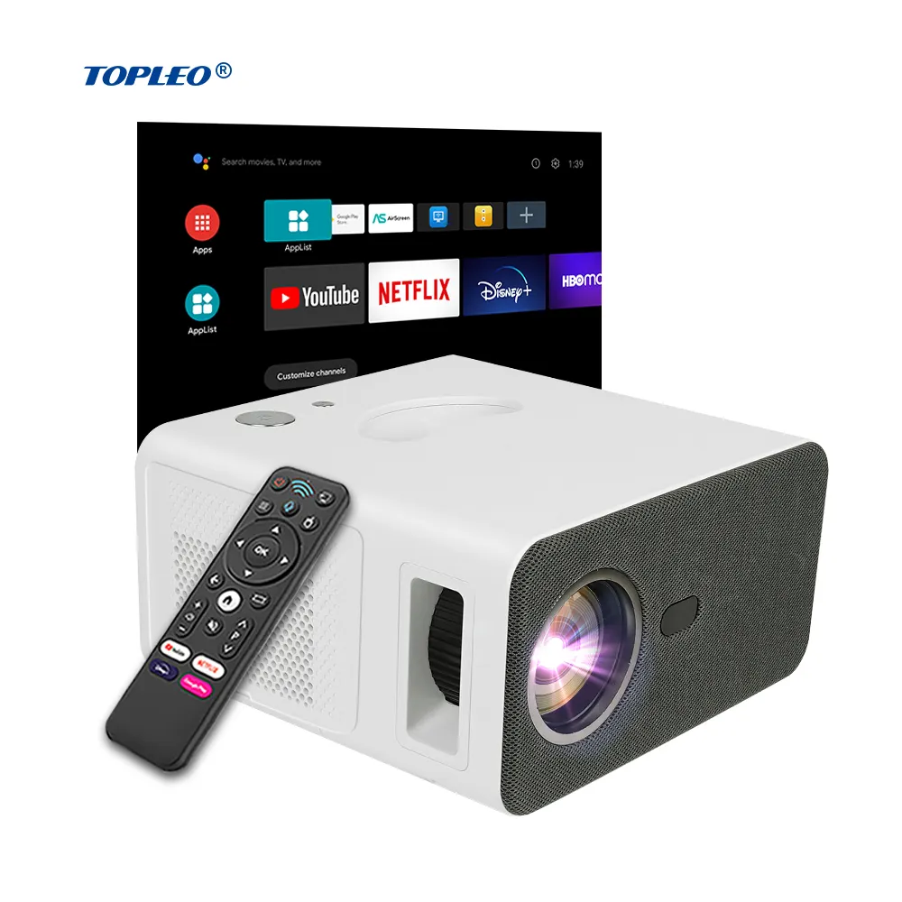 Topleo Mini Lcd Android Tv 10.0 Video Kleine Projector Pico 1080P Voor Hotel Smart Android Draadloze Home 4K Projector