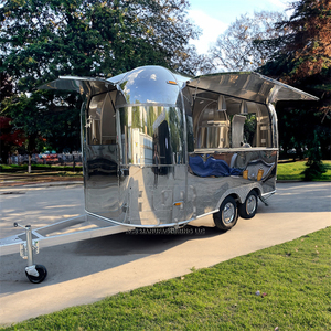 New Original Catering Trailer Coffee Truck Stainless Steel Aluminum 4-Wheel <b>Foldable</b> <b>Cart</b> Candy Food US - Product Image 3