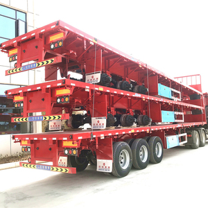 Sản phẩm mới 3 đơn vị <span class=keywords><strong>40ft</strong></span> <span class=keywords><strong>semitrailer</strong></span> phẳng 30ft <span class=keywords><strong>40ft</strong></span> 20ft xuất khẩu <span class=keywords><strong>container</strong></span> Giao thông vận tải với 12 Twist ổ khóa trên bán - Product Image 1