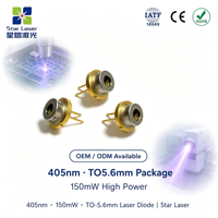 Diode laser à large bande optique résistante aux hautes températures - Nouvelle tête laser SHARP 150mW 405nm Construction en aluminium et métal