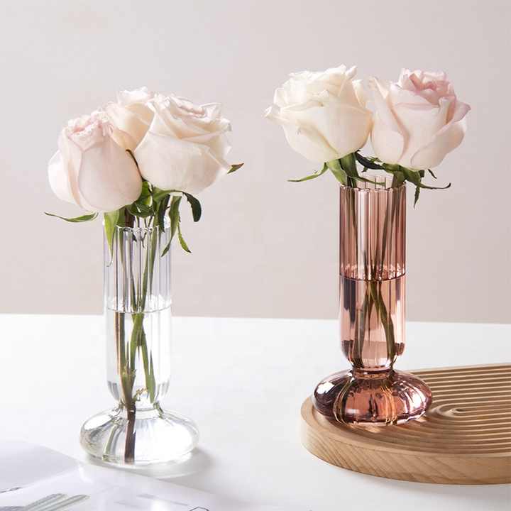 New Simple Glass Vase Flower Arrangement Decoration Living Room Entrance Model Room Dining Table Hotel Light Luxury Craft Vase