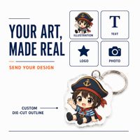 Porte-clés en acrylique Anime, transparent, découpé sur mesure, avec anneau métallique, personnalisable, vente en gros OEM à partir d'une pièce