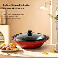 Casserole en céramique à double usage (induction et flamme nue) avec couvercle en verre, antiadhésive, compatible lave-vaisselle, 36 cm