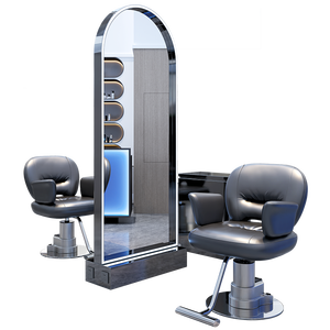 Internet Celebrity Hair Salon Double-Sided Floor Mirror Special Hair Cutting Studio <b>Makeup</b> <b>Table</b> for Barber Shops - Product Image 4
