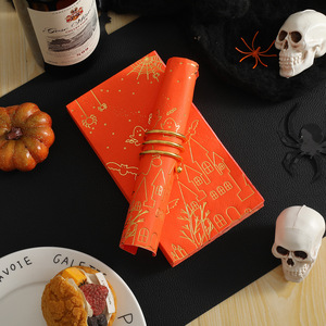 Halloween Gold Foil Paper Napkins 330x400mm Rectangle 20 Sheets Per Pack Party Tableware Decorations - Product Image 3