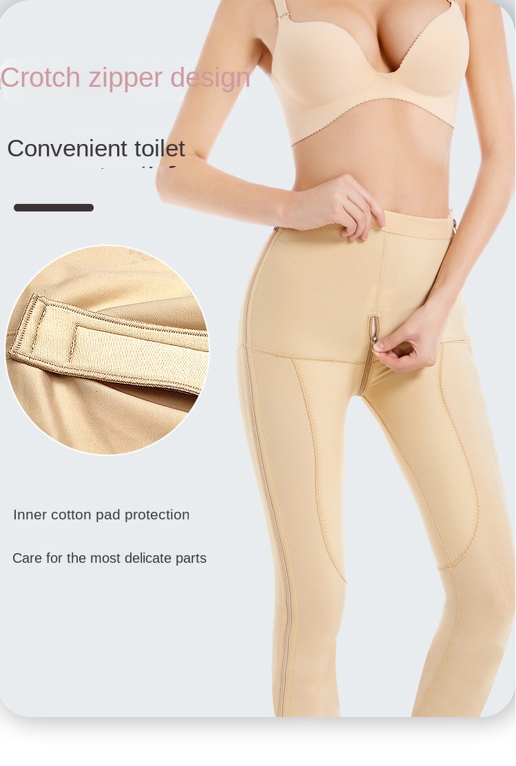 ZOYIAME Post Liposuction Body Shaper Pant Butt Lift Compression Inner Thigh Double Layer Legging Zipper Lipo BBL Shapewear Pants