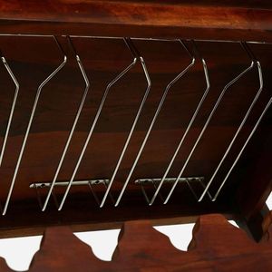 Modern Wood <b>Bar</b> Cabinet in Honey Oak Color Scratch Resistant Coating with Wine Rack Glass Holder Storage <b>Shelves</b> for Home - Product Image 5