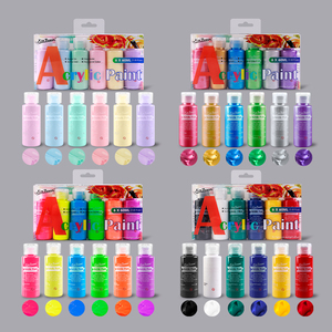 Xin Bowen 6 Soorten Pigmenten 60Ml Metallic Acrylverf Professioneel Pigment Acrylkleur Kunstverfset Met 6 Kleuren