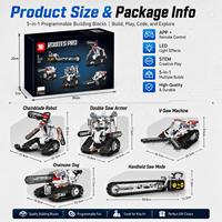 Robot Motosierra 5 en 1, Multifuncional, Control Remoto, Bloques de Construcción, Programación, Juguete Educativo de Plástico para Niños de 5 a 7 Años