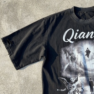 T-shirt pour homme en coton lourd, style streetwear personnalisé, vintage, imprimé à l'écran, délavé à l'acide, épaules tombantes, surdimensionné, graphique - Product Image 4