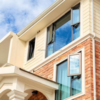 Ventanas Exteriores de Aluminio para Casas, Ventana Abatible Horizontal de Doble Acristalamiento para Dormitorio o Villa, Insonorizada y Resistente a Huracanes