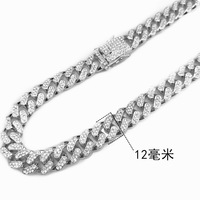 Collier chaîne cubaine plaqué or 18 carats 12 mm, style hip-hop, pour homme, avec maillons cubains épais et sertis de pierres, bijou tendance