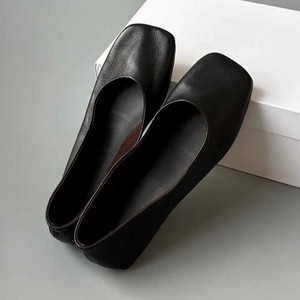 Ballerines en cuir véritable à bout carré, chaussures plates à enfiler pour femmes, couleur unie, toutes saisons - Product Image 2