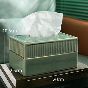 Boîtes à mouchoirs en céramique pour salle de bain, porte-serviettes de bureau en <span class=keywords><strong>porcelaine</strong></span> pour salon, porte-<span class=keywords><strong>papier</strong></span> hygiénique, cendrier avec couvercle, assiettes à fruits vertes - Product Image 2