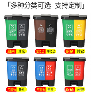 Contenedores de Basura Domésticos de Plástico Clasificados de 20L, 30L, 40L, 60L con Tapas, Pedal, Separación de Residuos Secos y Húmedos (Doble/Triple) - Product Image 2