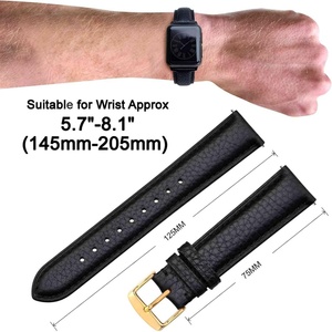Correa de Reloj de Lujo de 18 mm y 20 mm, Transpirable, de Liberación Rápida, con Textura, Acolchada, de Cuero, con Hebilla de Cuero para Hombre y Mujer (Negro) - Product Image 3