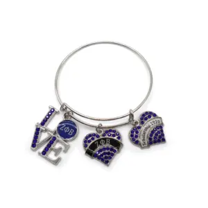 ZETA PHI BETA BEADED CHARM BRACELET STAINLESS STEEL