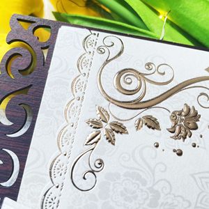 Tarjetas de Felicitación Creativas de Papel Estilo Europeo de Alta Gama, Invitaciones de Boda Personalizadas con Estampado Dorado e Impresión Tipográfica - Product Image 4