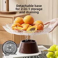 Grensoverschrijdende Hot Sale Creatieve Lotusblad Hoge Voet Moderne Fruit Schaal Duurzaam Gegraveerd Plantenmotief Nieuwe Chinese Stijl Ecologisch